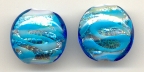 Aqua, Silver Foil & White Alabaster 23mm Discs